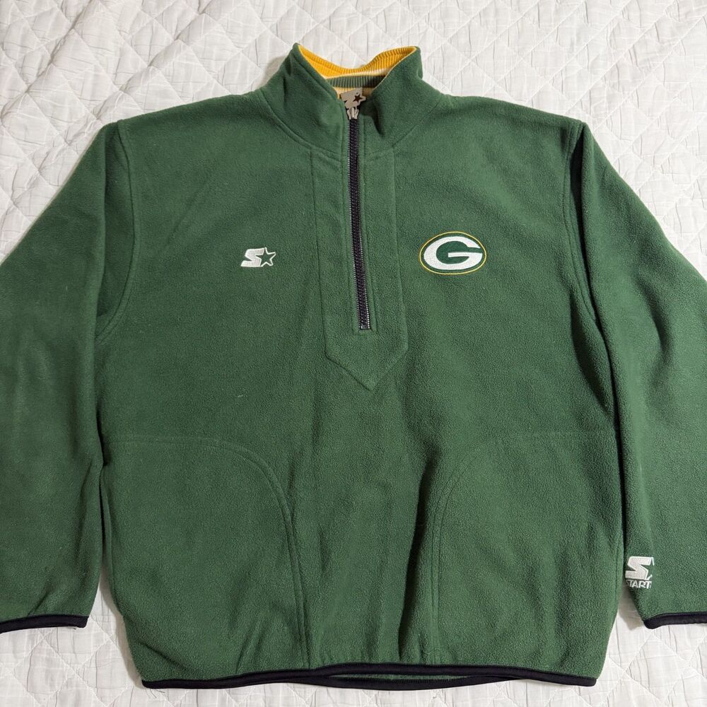 Starter L NFL Pro Line Green Bay Packers Fleece Quarter Zip Pullover